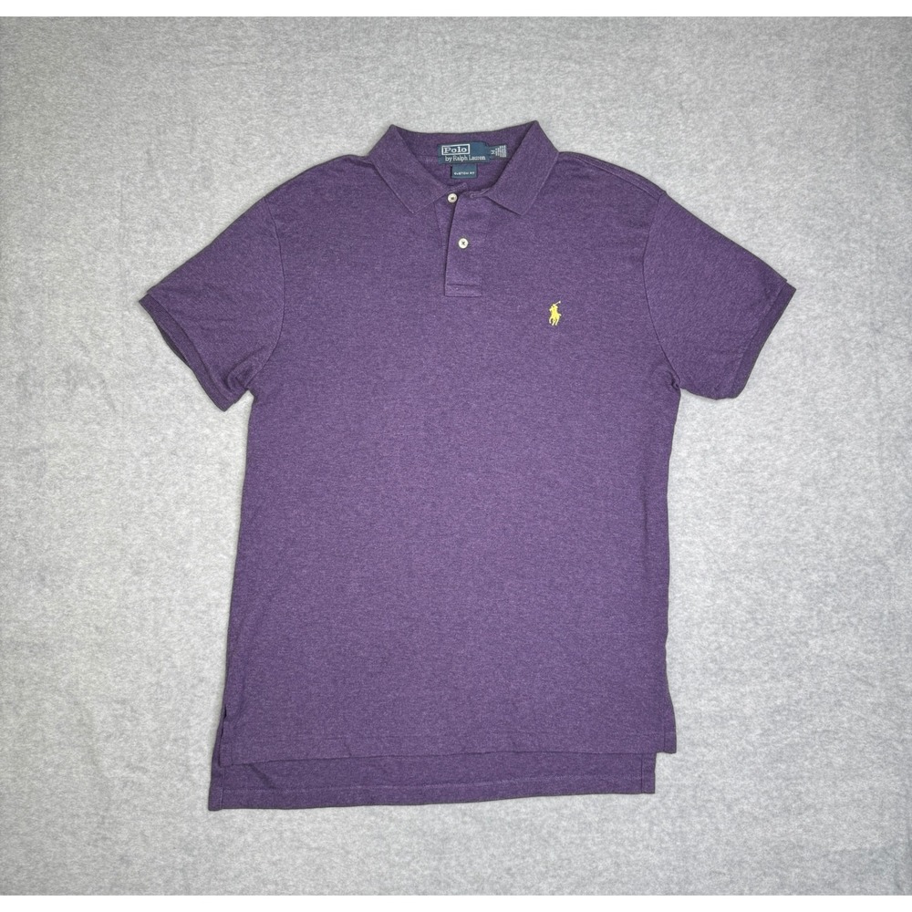 Polo Ralph Lauren Mens Custom Fit Purple Heather Short Sleeve Polo Shirt Size M
